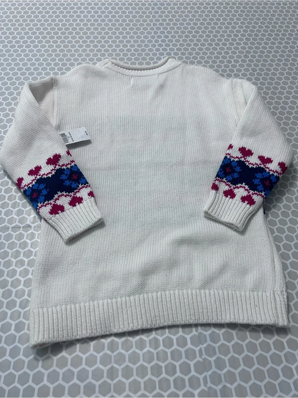 Old Navy White Fair Isle Swan Crewneck Sweater Fisherman Style NWT. Size 5T